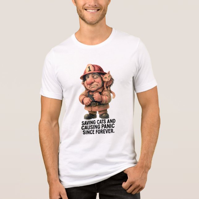 Troll Firefighter – Saving Cats and Causing Panic Tri-Blend Shirt (Front)