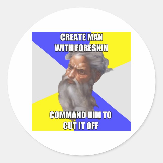 Troll God Foreskin Classic Round Sticker (Front)