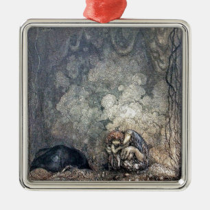 Troll Holding Child Metal Tree Decoration