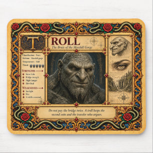 Troll, Mediaeval Bestiary Art Mouse Mat