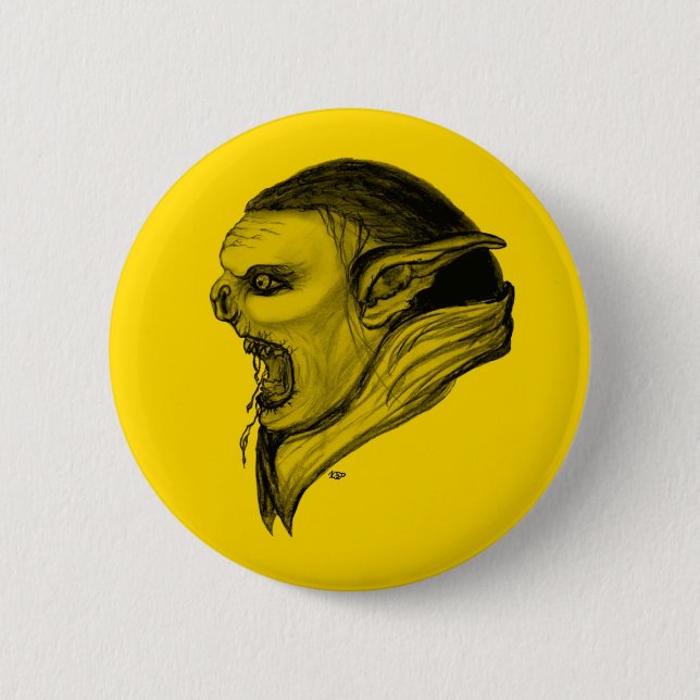 Troll schwarz gelb design 6 cm round badge (Front)