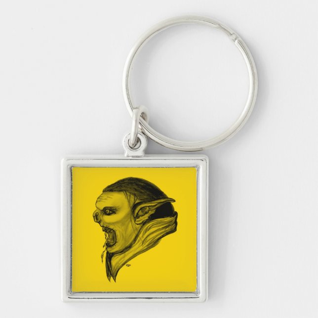 Troll schwarz gelb design key ring (Front)