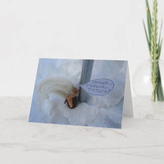 Troll stuck to a pole. card