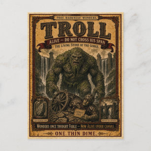 Troll, Vintage Circus Monster Postcard