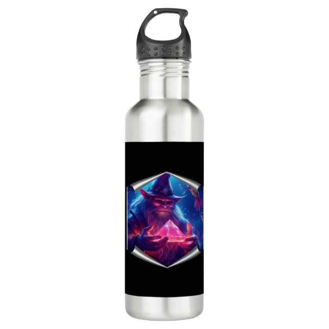Troll With Glowing Glass Pyramid And Hummingbirds 710 Ml Water Bottle (Front)