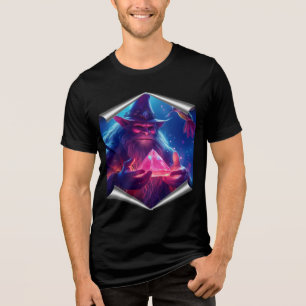Troll With Glowing Glass Pyramid And Hummingbirds Tri-Blend Shirt