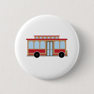 Trolley Car 6 Cm Round Badge