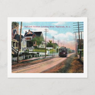 Trolley, Highland Ave., Atlantic Highlands, NJ Postcard