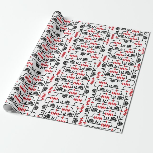 Trolley Problem - White Background Wrapping Paper (Unrolled)