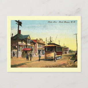 Trolley Station, Bath Beach, Brooklyn Vintage Postcard
