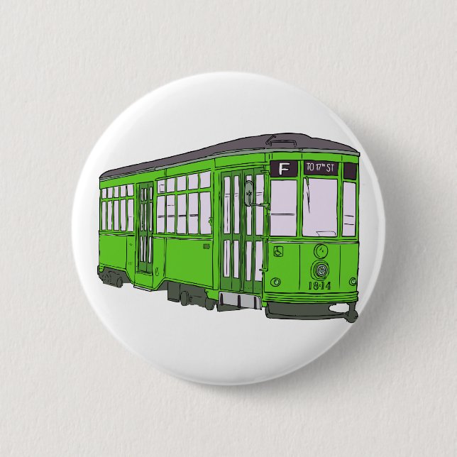Trolley Trolleybus Streetcar Tram Trolleycar Cars 6 Cm Round Badge (Front)