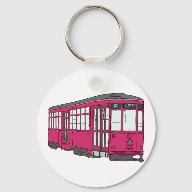Trolley Trolleybus Streetcar Tram Trolleycar Cars Key Ring (Front)