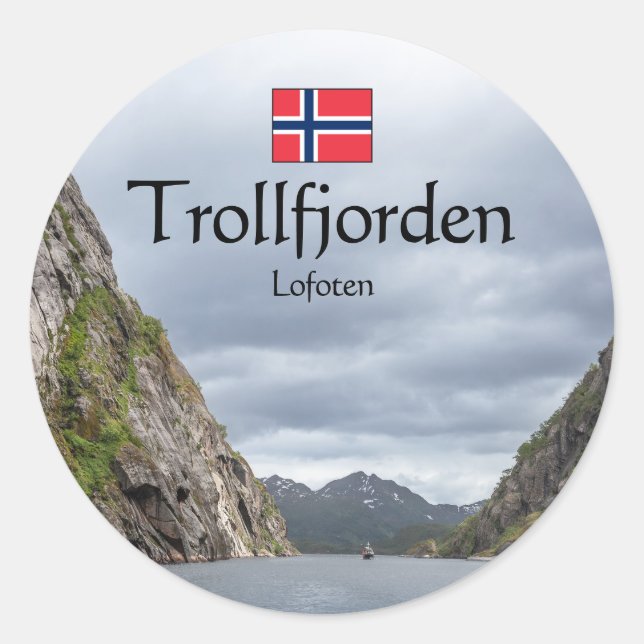 Trollfjord Lofoten Classic Round Sticker (Front)