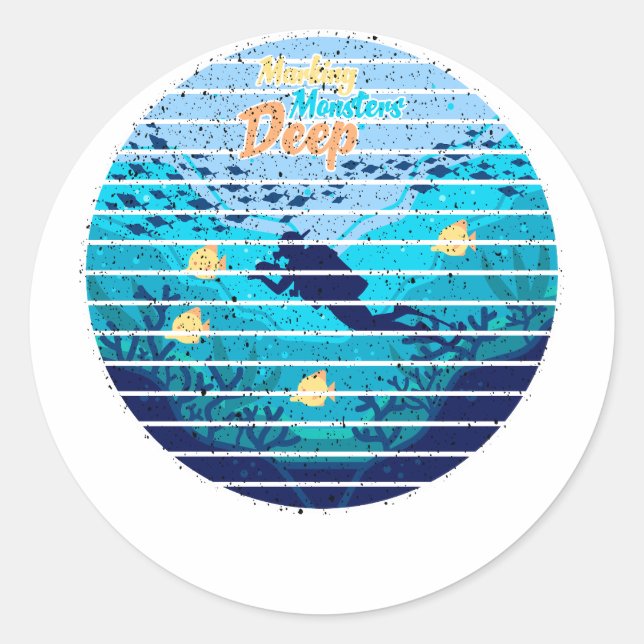 Trolling For Lake Trout Marking Monsters Classic Round Sticker (Front)