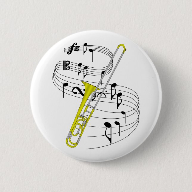 Trombone 6 Cm Round Badge (Front)