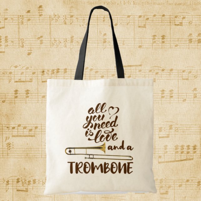 Trombone All you Need is Love Tote Bag (Creator Uploaded)