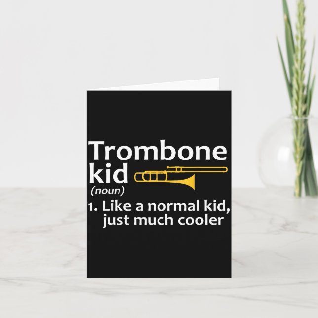 Trombone Art For Kids Boys Girls Instrument Trombo Card (Front)