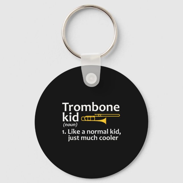 Trombone Art For Kids Boys Girls Instrument Trombo Key Ring (Front)