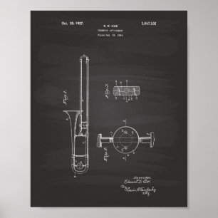 Trombone Attachment 1927 Patent Art Chalkboard Poster