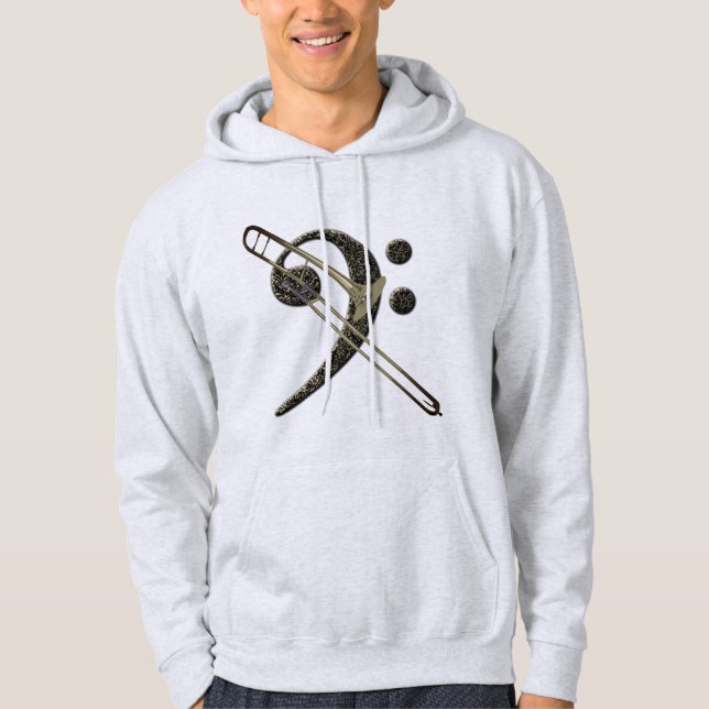 Trombone Bass Clef Music Instrument Hoodie (Front)
