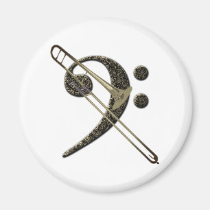 Trombone Bass Clef Music Instrument Magnet