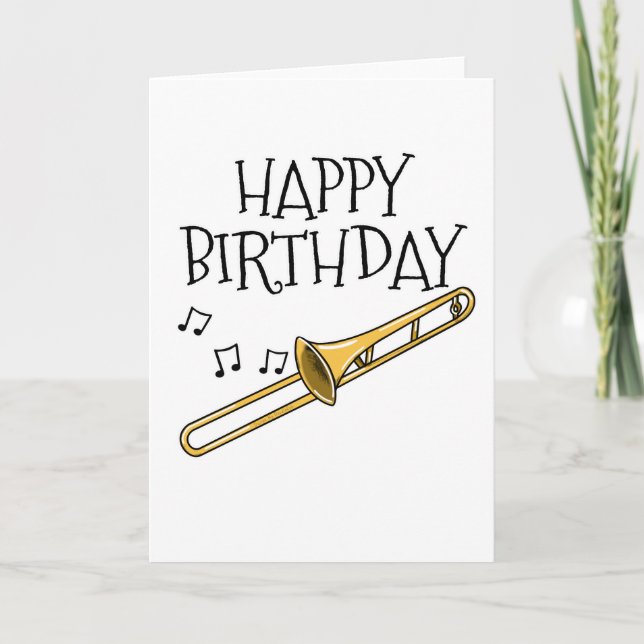 Trombone Birthday Card Trombonist Brass Musician (Front)