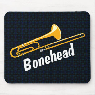 Trombone Bonehead White Text Mouse Mat