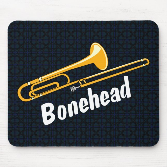 Trombone Bonehead White Text Mouse Mat (Front)