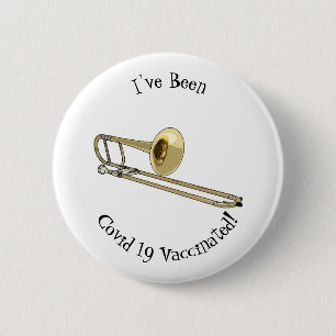 Trombone cartoon illustration 6 cm round badge