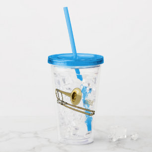 Trombone cartoon illustration acrylic tumbler