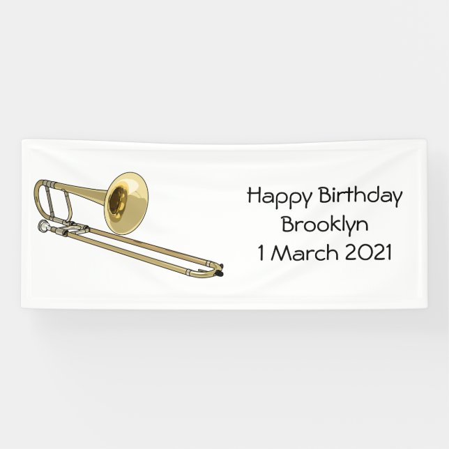 Trombone cartoon illustration banner (Horizontal)