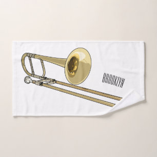 Trombone cartoon illustration bath towel set