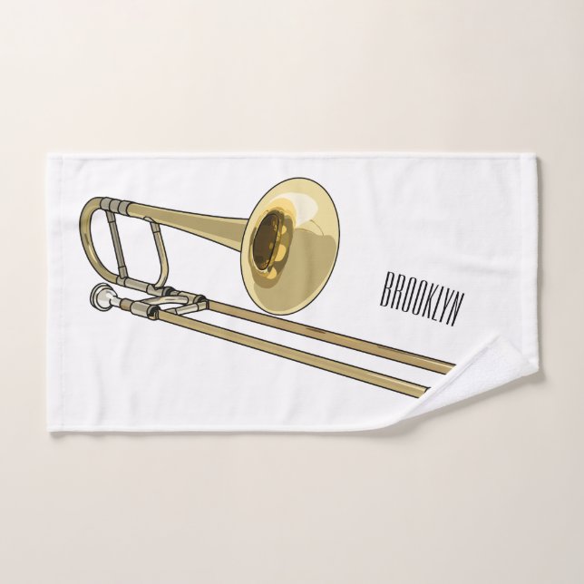 Trombone cartoon illustration bath towel set (Hand Towel)