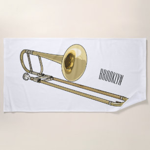 Trombone cartoon illustration beach towel