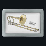 Trombone cartoon illustration belt buckle<br><div class="desc">Trombone cartoon illustration</div>