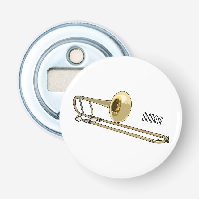 Trombone cartoon illustration bottle opener (Front)