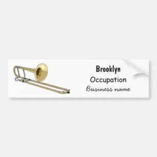 Trombone cartoon illustration bumper sticker