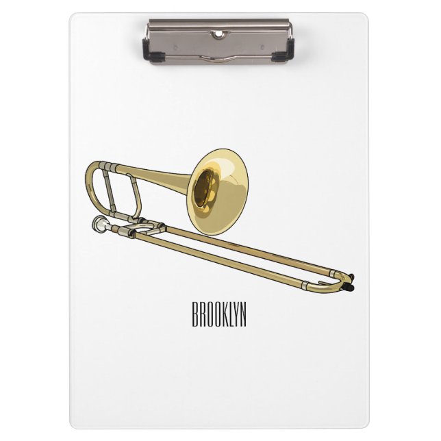 Trombone cartoon illustration clipboard (Front)
