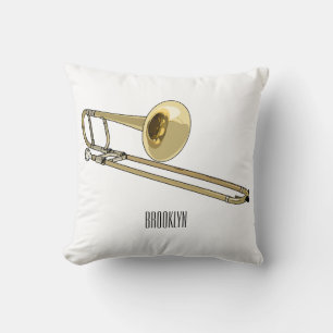 Trombone cartoon illustration cushion