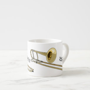 Trombone cartoon illustration espresso cup