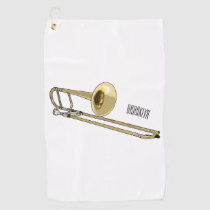 Trombone cartoon illustration golf towel