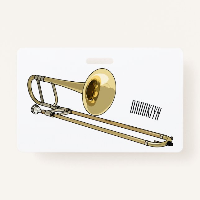 Trombone cartoon illustration ID badge (Front)