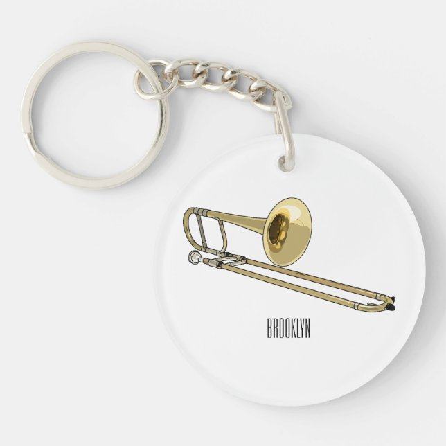 Trombone cartoon illustration key ring (Front)
