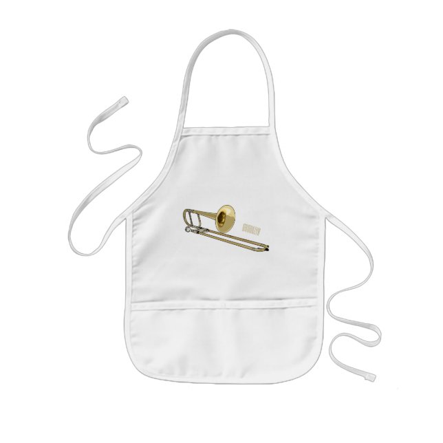 Trombone cartoon illustration kids apron (Front)
