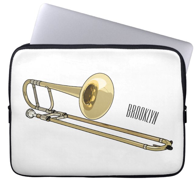 Trombone cartoon illustration laptop sleeve (Front)