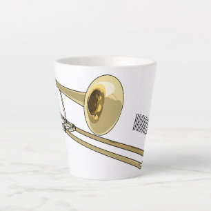 Trombone cartoon illustration latte mug
