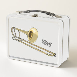 Trombone cartoon illustration metal lunch box