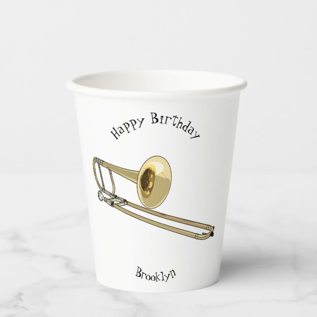Trombone cartoon illustration paper cups (Front)