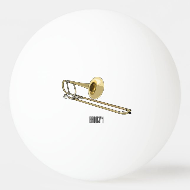 Trombone cartoon illustration ping pong ball (Front)