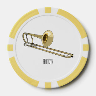 Trombone cartoon illustration poker chips